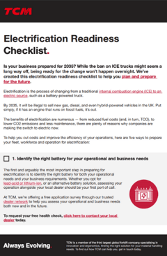 TCM - Electrification Readiness Checklist