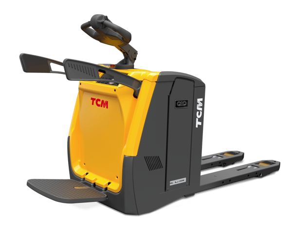 TCM PTF powered pallet truck with foldable platform